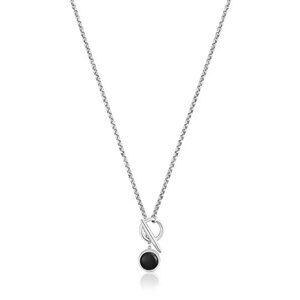 Tous Short aged silver and onyx chain Necklace Tous Man